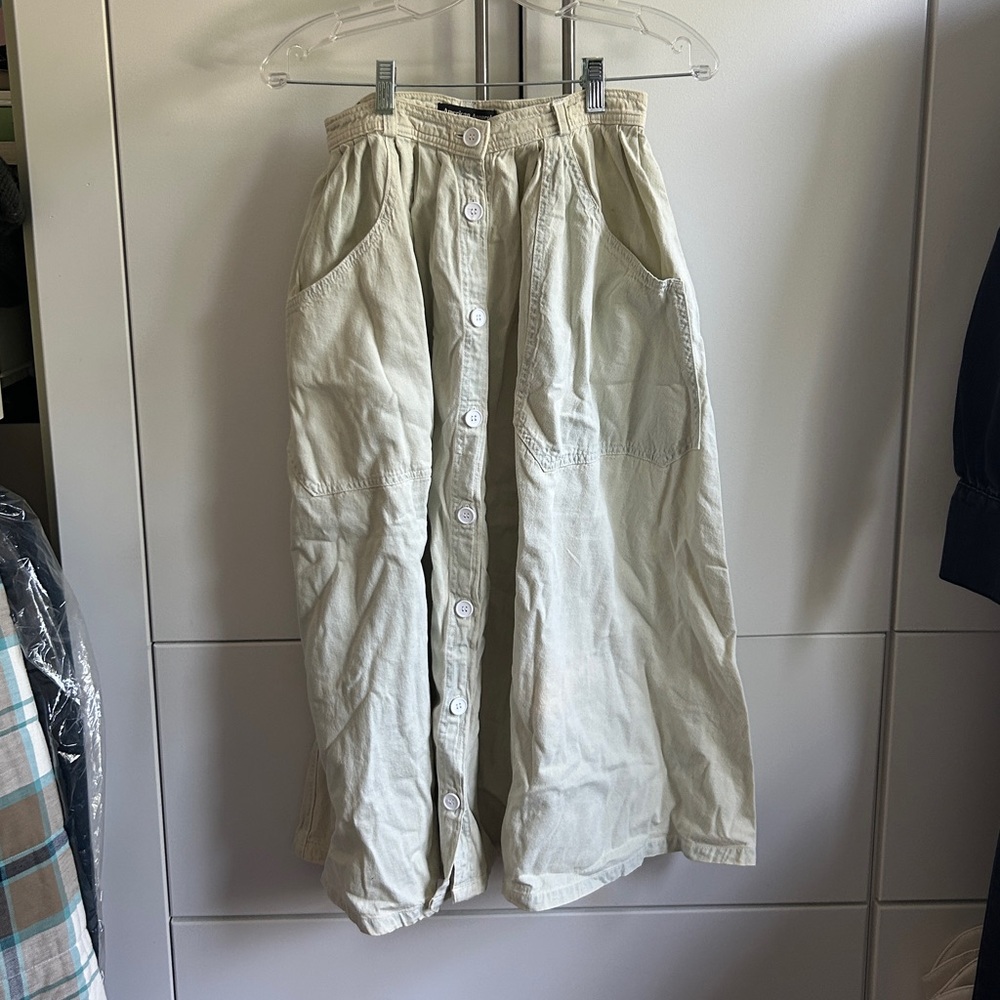 American Apparel Light Wash Denim Maxi Skirt